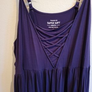 Torrid 4 lace-up front navy blue cami